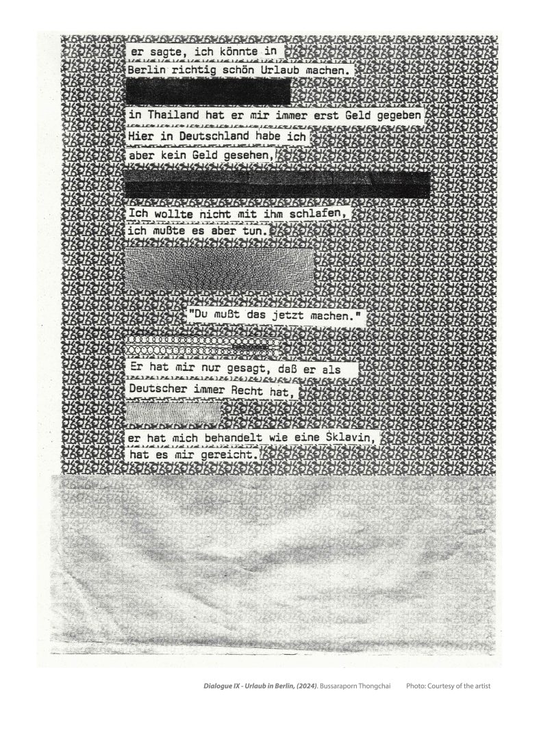 Collage of text snippets with police interview snippets.