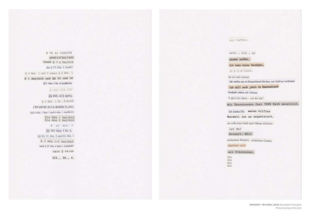Collage of text snippets from bureacratic letters.